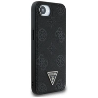 Guess Grained Hot Stamp Peony Triangle Logo Magnetinis dėklas telefonui iPhone 16e - juodas