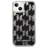 Karl Lagerfeld KLHCP14SLMNMK iPhone 14 6.1 "kietasis dėklas juodas / juodas skystas blizgutis Monogram