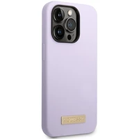 Guess GUHMP14LSBPLU iPhone 14 Pro 6.1" violetinis kietasis dėklas silikon logotipo plokštė MagSafe