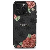 Guess GUHMP16XP4ROPEMCK iPhone 16 Pro Max 6.9" juodas kietas dėklas su 4G gėlių raštu MagSafe