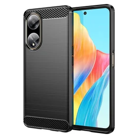 Lankstus anglies rašto dėklas Oppo A98 5G telefonui Carbon Case - juodas