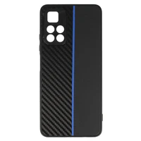 Tel Protect CARBON dėklas telefonui Xiaomi Redmi Note 11 5G/Note 11S 5G/Poco M4 Pro 5G juodas su mėlyna juostele