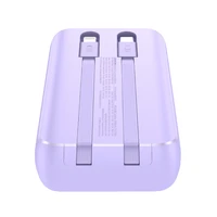 Joyroom JR-PBC06 mini išorinė baterija su įmontuotais USB-C / Lightning kabeliais 30W 10000mAh - violetinė