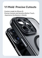 Rock Guard Touch Matte serijos magnetinis dėklas Iphone 15 Plus juodas