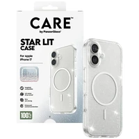 CARE by PanzerGlass Flagship Urban Explorer dėklas telefonui su baltu magnetiniu MagSafe, skirtas iPhone 17 – skaidrus su blizgučiais