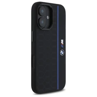 BMW Silikoninis Hexagon Blue Line Magnetinis dėklas iPhone 16 - juodas
