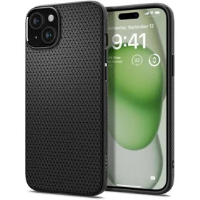 Spigen Liquid Air dėklas telefonui iPhone 15 Plus - matinė juoda