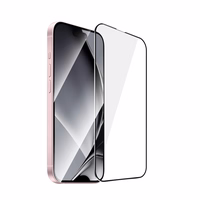 Apsauginis stiklas su metalo rėmu skirtas iPhone 15 6,1" / iPhone 16 6,1", juodas rėmas