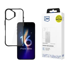 3mk Satin Armor Dėklas+ telefonui iPhone 16 Plus - skaidrus su juodu rėmeliu