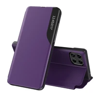 Eco Leather View Case elegantiškas knygos tipo dėklas su stovu Samsung Galaxy A22 4G violetinis