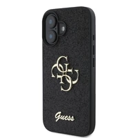 Guess Fixed Glitter Big 4G dėklas telefonui iPhone 16 - juodas
