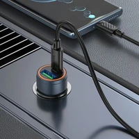 Automobilinis įkroviklis Hoco Z57A 30W USB-C/USB-A + USB-C to USB-C cable 1.0m pilkas