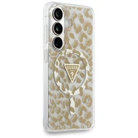 Guess case IML Leopard Print Triangle MagSafe for Samsung Galaxy S26 brown
