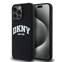 DKNY Liquid Silicone White Printed Logo MagSafe Dėklas telefonui iPhone 14 Pro Max - juodas (m)