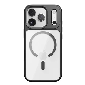 Rock Guard serijos magnetinis dėklas telefonui Iphone 17 Pro skaidrus-juodas