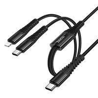 Kabelis 2in1 USB C į USB C+Lightnig Hoco 1 m X123 juodas