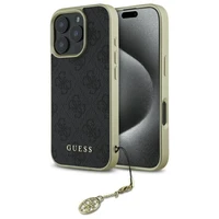 Guess 4G Charms Kolekcijos dėklas iPhone 16 Pro - juodas