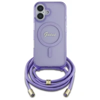 Guess per petį dėklas telefonui Cord Script MagSafe iPhone 16 – violetinis