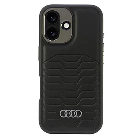 Audi Sintetinės odos Magnetinis iPhone 16 Plus 6.7" juodas/juodas kietas dėklas AU-TPUPCMIP16M-GT/D3-BK
