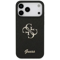 Guess Fiksuotas Blizgus Didelis 4G dėklas telefonui iPhone 17 Pro Max - juodas