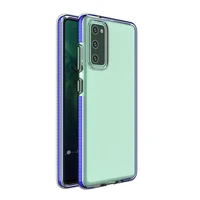 Dėklas telefonui Spring Case – skaidrus TPU gelio dėklas su spalvingu rėmeliu, skirtas Samsung Galaxy A72 4G – tamsiai mėlynas