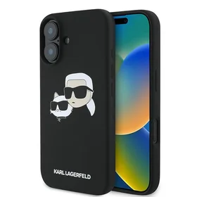 Karl Lagerfeld silikoninis dėklas telefonui Nauble Heads Print Magnetinis iPhone 16 Plus - juodas