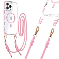 Tel Protect Strap Skaidrus dėklas Iphone 17 rožinis