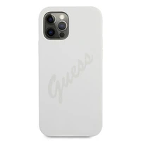 Guess GUHCP12LLSVSCR iPhone 12 Pro Max 6.7" kreminis kietasis dėklas Script Vintage