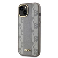 DKNY Odinis languotas mono raštas Magnetinis dėklas telefonui iPhone 14 - smėlio spalvos