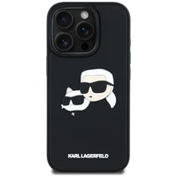 Karl Lagerfeld HC 3D Guminis Dvigubų Galvų dėklas iPhone 16 Pro Max - juodas