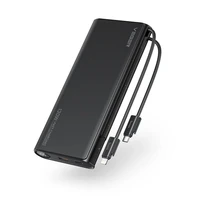 VEGER išorinė baterija 25000 mAh su įmontuotais kabeliais Type C / Lightning PD 130W TCE130 (W2503) juoda