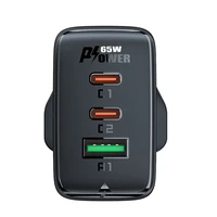 Acefast GaN 65W įkroviklis su 3 jungtimis (1xUSB, 2xUSB C PD) su JK kištuku - baltas (A44)
