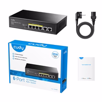 Cudy FS1006P tinklo komutatorius Fast Ethernet (10/100) Maitinimas per Eternetą (PoE) Juoda