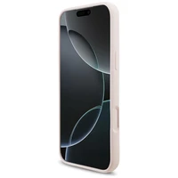 Guess Silikoninis Raštas Metalinis Logo Magnetinė dėklas telefonui iPhone 17 Pro Max - Rožinė
