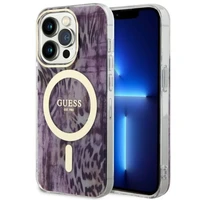 Guess GUHMP14LHLEOPWP iPhone 14 Pro 6.1" rožinis/rožinis kietas dėklas Leopardas MagSafe