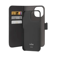 Puro Wallet nuimamas magnetinis 2in1 PU odos dėklas su atvartu ir pinigine iPhone 15 Pro - juodas