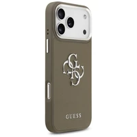 GUESS dėklas telefonui IPHONE 17 Pro Max suderinamas su Magnetine GUHCP17XPG4SMCEW (Grained PU W/ Big 4G Classic Logo) ruda