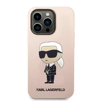 Karl Lagerfeld KLHCP14LSNIKBCP iPhone 14 Pro 6.1" kietasis dėklas rožinis/rožinis Silikoninis Ikonik