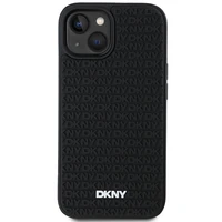 DKNY 3D Guminis dėklas su pasikartojančiu raštu iPhone 15 Plus - juodas