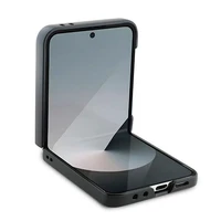 Mercedes Leather Wood Imitation MagSafe dėklas telefonui Samsung Galaxy Z Flip 6 - juodas