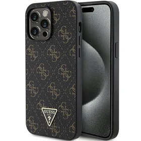 Guess 4G Triangle Metal Logo dėklas telefonui iPhone 14 Pro Max - juodas