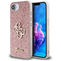 Guess Fixed Glitter Big 4G dėklas telefonui iPhone 16e - rožinė