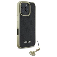 Guess 4G Charms Kolekcijos dėklas iPhone 16 Pro - juodas