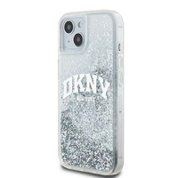 DKNY skystojo blizgučio didelio logotipo dėklas telefonui iPhone 15 / 14 / 13 - baltas