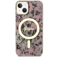Guess Flower Magnetinis dėklas telefonui iPhone 14 - rožinė
