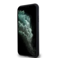 DKNY odinis monogramos raštas metalinis logotipas magnetinis dėklas iPhone 11 / Xr - juodas