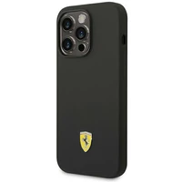 Dėklas telefonui Ferrari FEHCP14LSIBBK iPhone 14 Pro 6.1 - juodas silikoninis metalinis logotipas