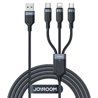 Joyroom Multi-Use Series S-A18 3in1 USB-A - Lightning / USB-C / micro USB kabelis 0.3m - juodas