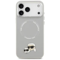 Karl Lagerfeld Karl & Choupette Pins MagSafe dėklas telefonui iPhone 17 Pro Max - pilkas