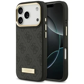 Guess 4G Logo Plate Magnetinis dėklas iPhone 17 Pro - juodas
